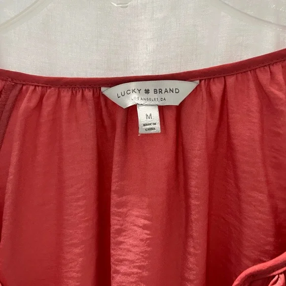 LUCKY BRAND Medium russet long sleeve silky long sleeve blouse EUC - Picture 2 of 6